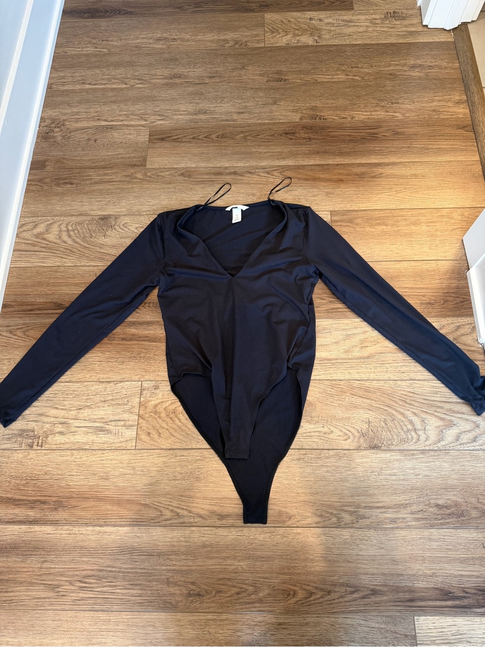 H&M Black Long Sleeve V-Neck One-Piece Bodysuit Women’s